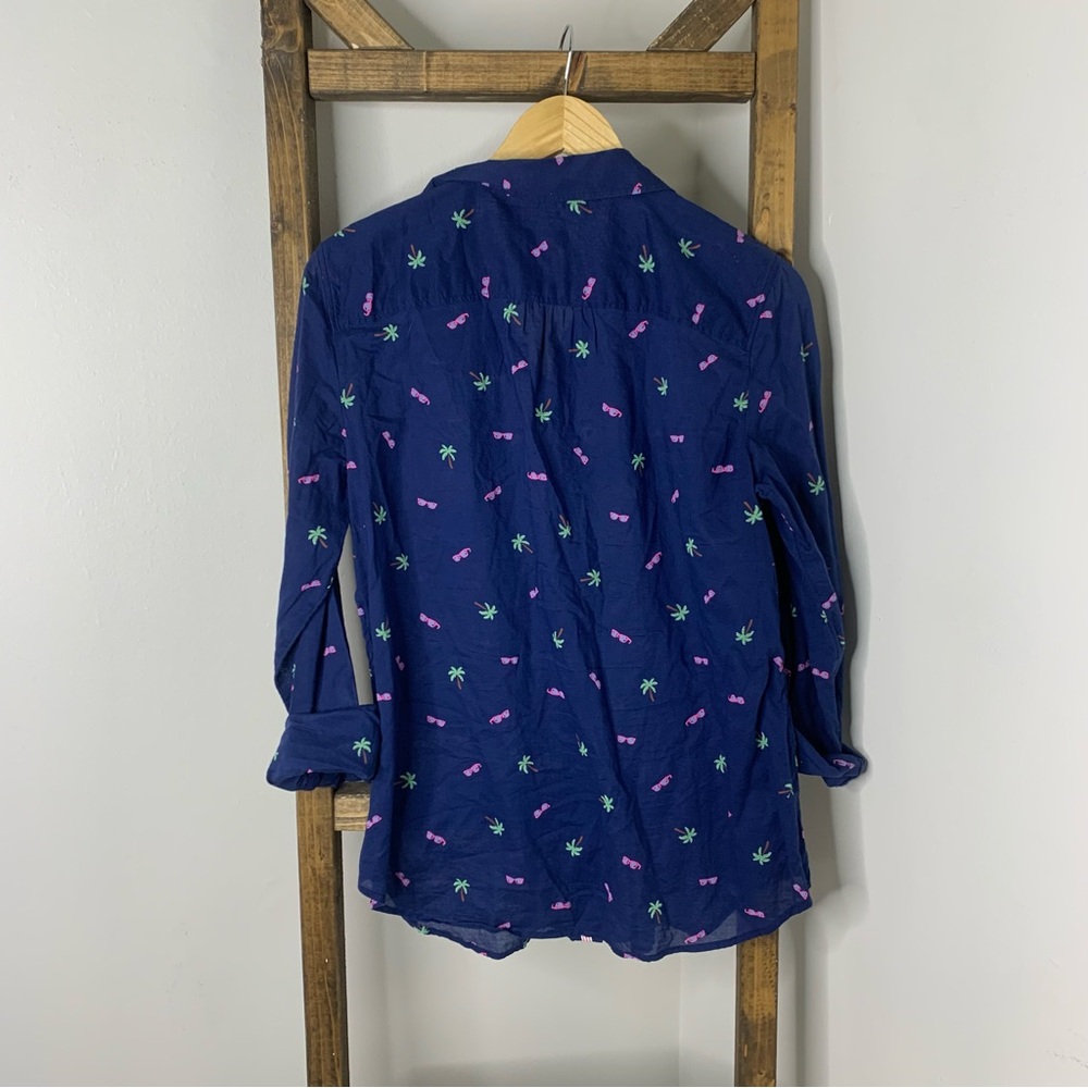Talbots Navy Blue Summer Time Accents Shirt M - Picture 6 of 6